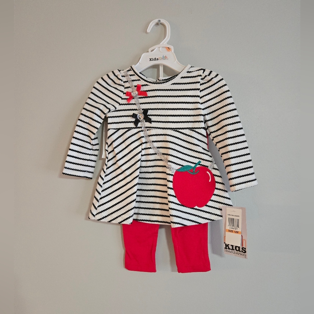 Kids Headquarters Striped Apple Outfit